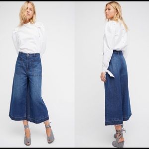 Free People Dawn to Dusk Wide Leg Cropped Jeans